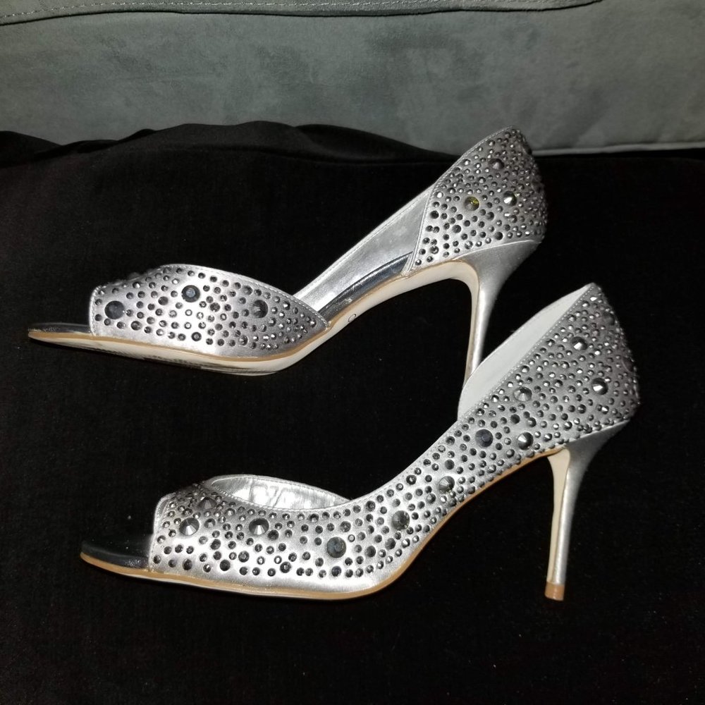 Silver shoes with rhinestones, size 38, NWT